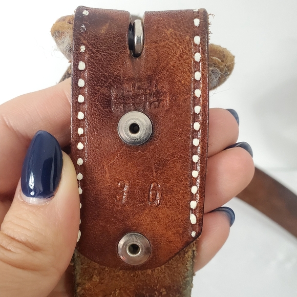 Vintage Men's Brown Western Leather Belt - Picture 7 of 11